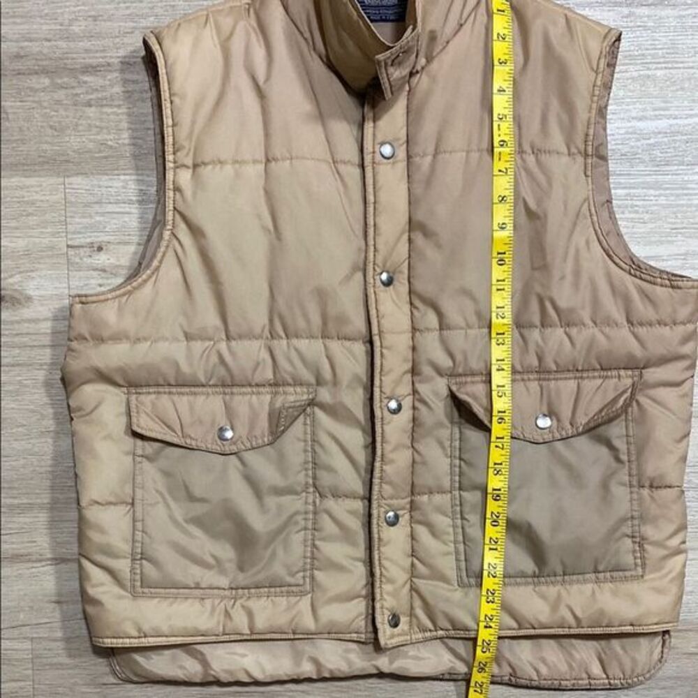 Cascadia‎ Men’s Collection Tan Insulated Puffer Vest XL Vintage Nylon Snap Zip - Picture 11 of 12